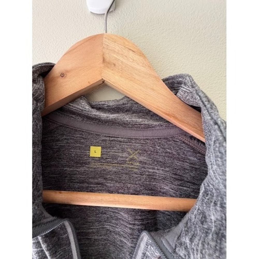 Athleisure Gorpcore Xersion Quarter Zip Pullover Large Grey Space Dye Sporty Top - Picture 3 of 5